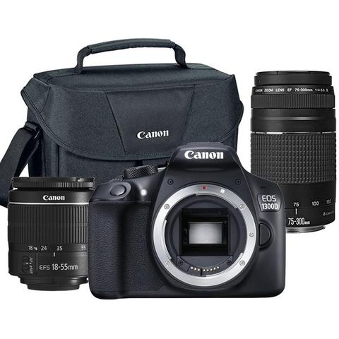 Canon EOS 1300D 18MP Built-In WIFI DSLR Camera with 18-55mm Lens , 75-300mm Lens and Canon Camera Case